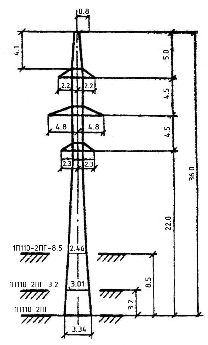 Опора 1П110-2ПГ-8.5