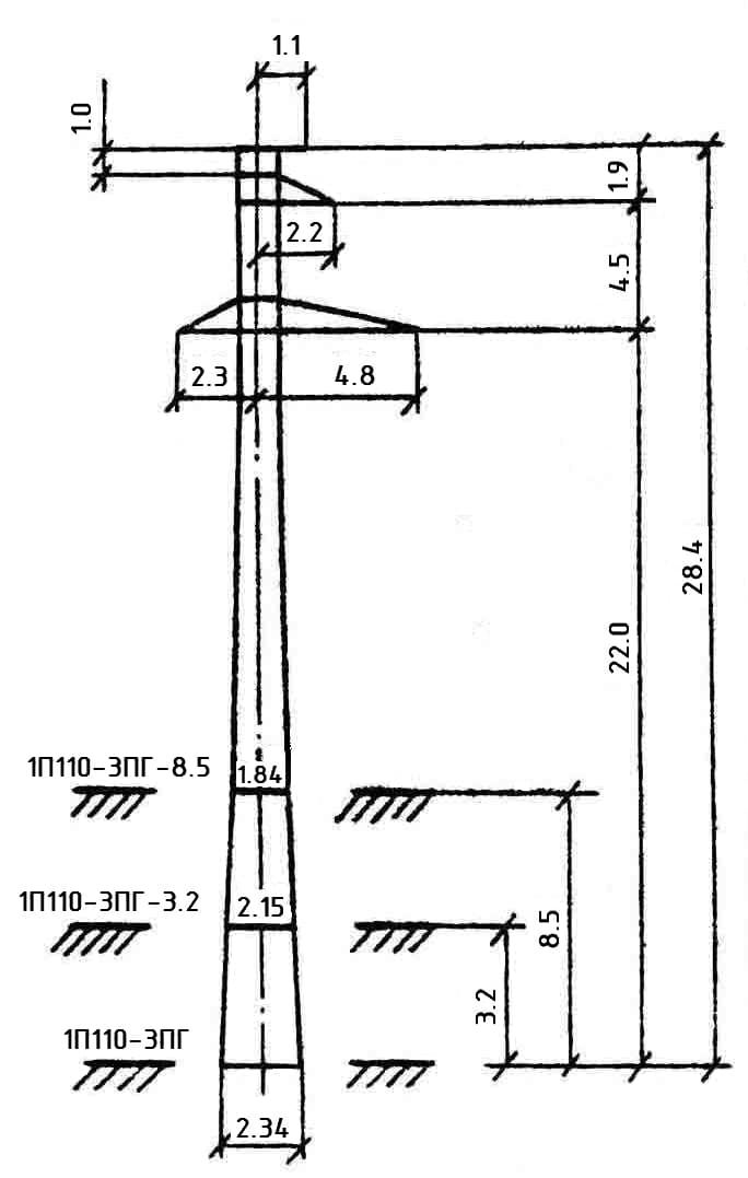 Опора 1П110-3ПГ-8.5