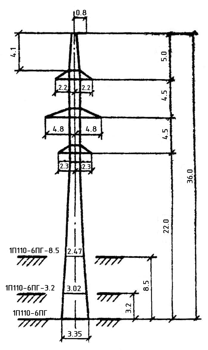 Опора 1П110-6ПГ-8.5